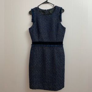 J. Crew Midnight Blue Sleeveless Sparkle Tweed Holiday Dress